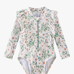 Baby Toddler Girls Swimsuit One Piece Long Sleeve Ruffle